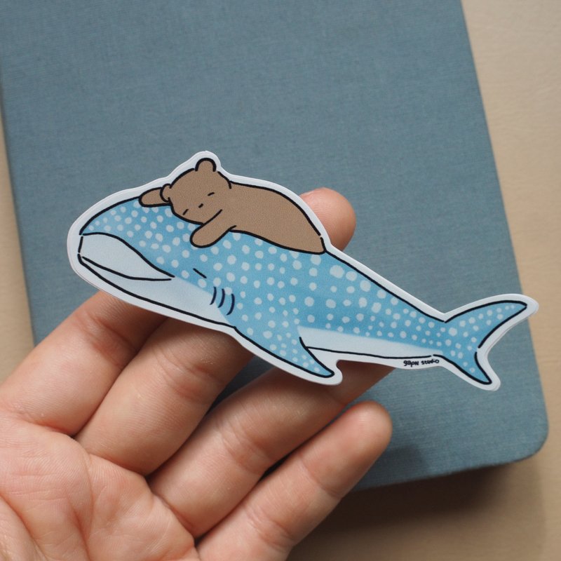 Pee Bear and Whale Shark Sticker - 貼紙 - 防水材質 藍色