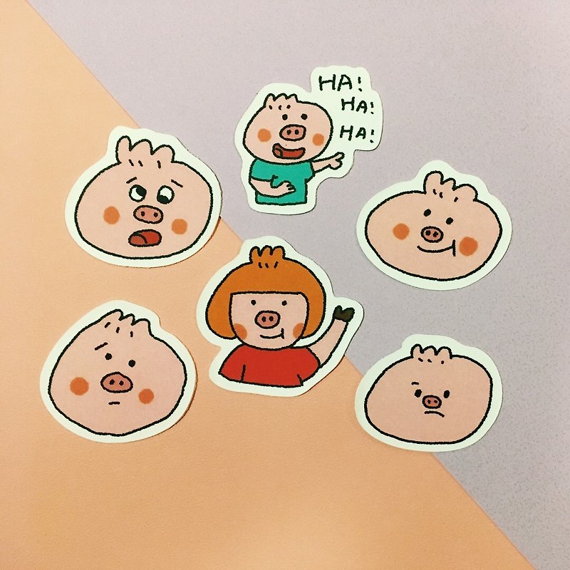 Buns pig sticker - สติกเกอร์ - วัสดุกันนำ้ ขาว