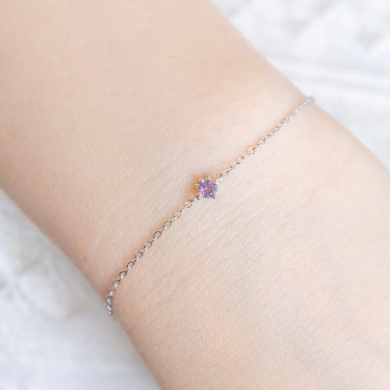 Amethyst 925 Sterling Silver Cat Bracelet - สร้อยข้อมือ - คริสตัล สีเงิน