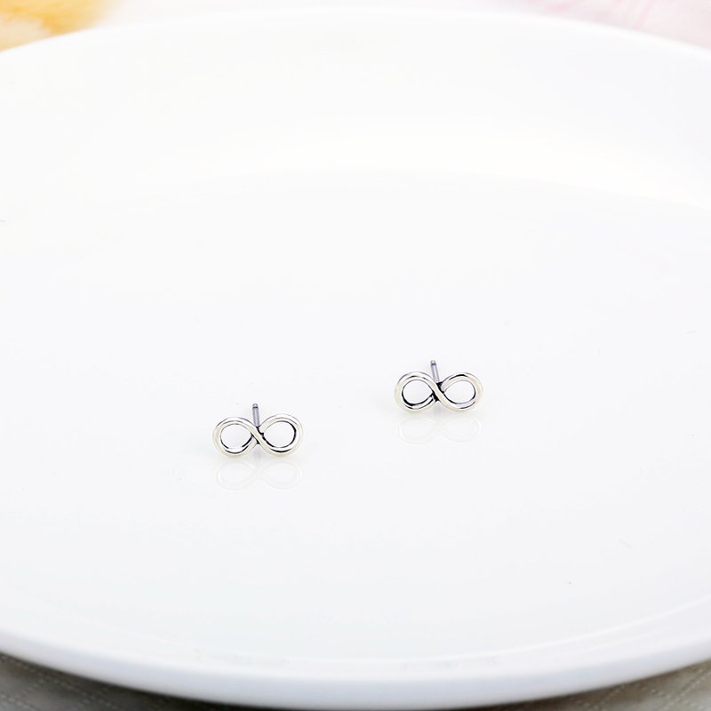 【Angel & Me】希望 無限 一對 s925 純銀 耳環 耳夾 生日禮物 - 耳環/耳夾/耳骨夾 - 純銀 銀色