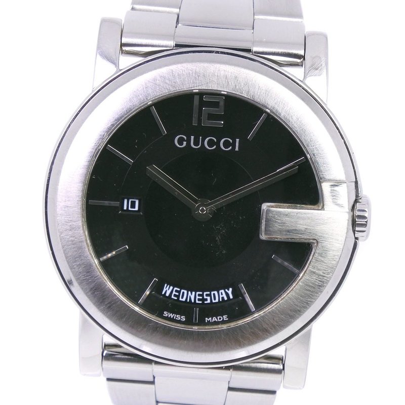 【日本直送】グッチ GUCCI Gクロノ コレクション デイデイト 101M クオーツ SS 黒文字盤 ユニセックス腕時計【中古】 - 男錶/中性錶 - 不鏽鋼 黑色
