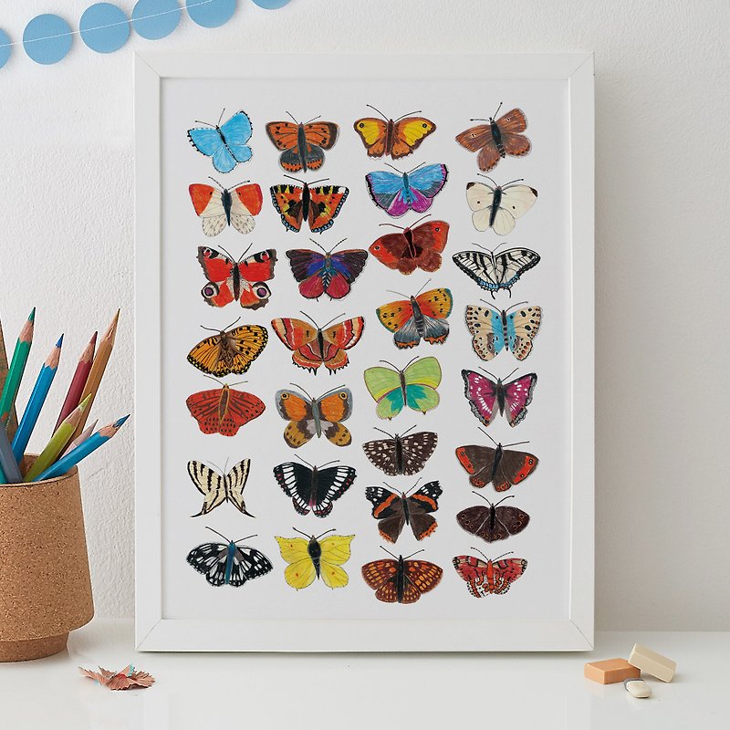 蝶のプリント - ポスター・絵 - 紙 多色
