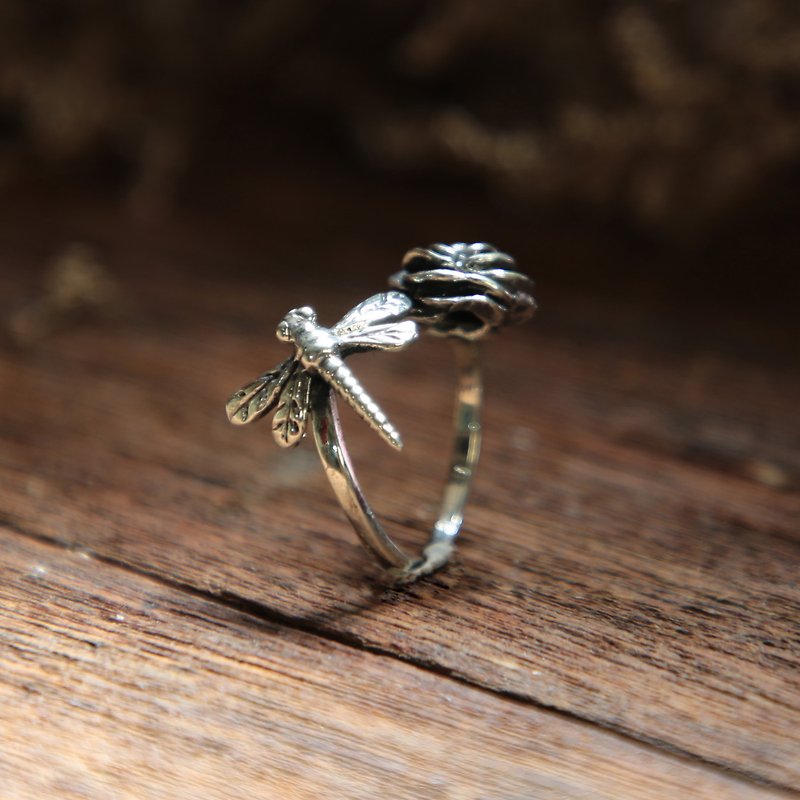 dragonfly rose ring women sterling silver 925 boho jewelry gypsy hippie insect - General Rings - Other Metals Silver