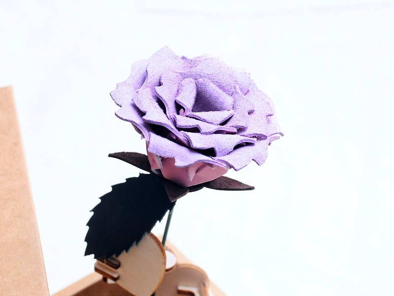 Leather Rose-Lavender Purple Pink Leather Material Bag Valentine's Day Engraved Leather Rose - Leather Goods - Genuine Leather Purple