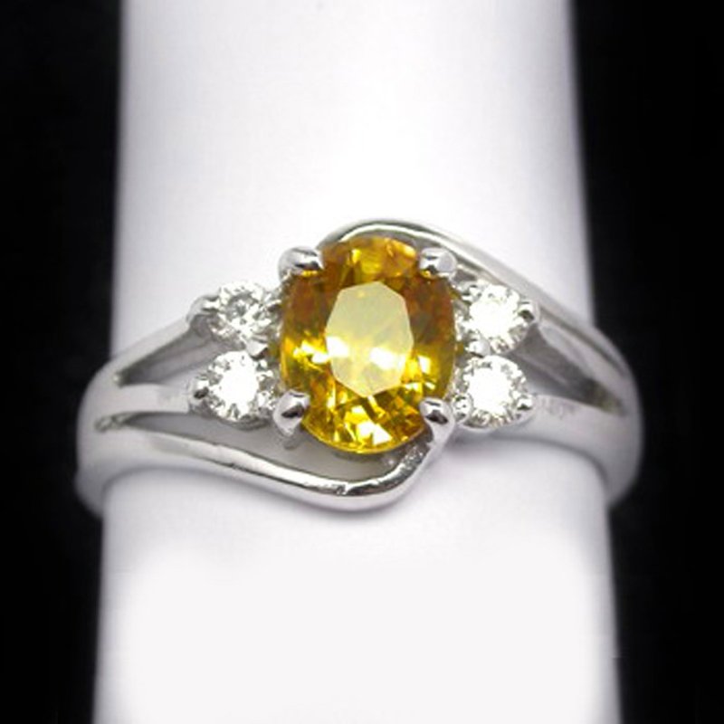 Natural yellow sapphier ring silver sterling 925 size 7.0 free resize eye clean - 戒指 - 純銀 黃色