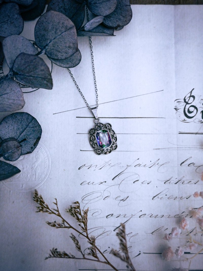 德國彩虹玻璃純銀項鍊—歐洲古董首飾 Vintage Jewelry - 項鍊 - 純銀 