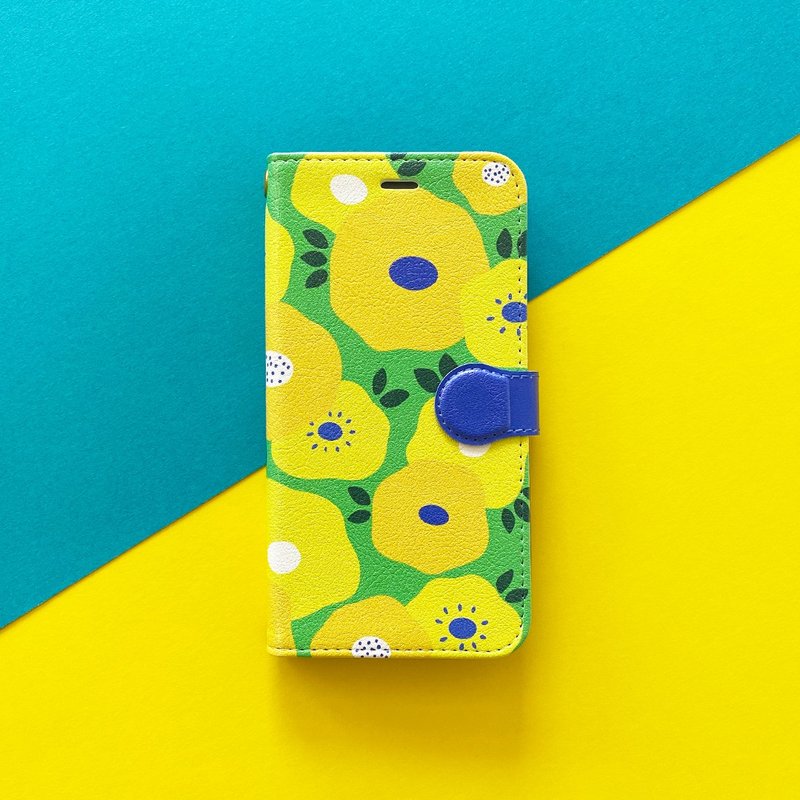 黄色のお花畑 手帳型 iPhoneケース - 手機殼/手機套 - 人造皮革 黃色