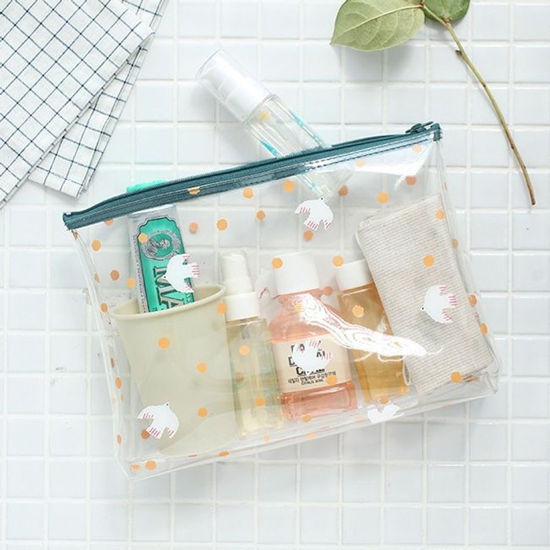 Dessin x Livework- swimming beach swimming essential - Multifunction Waterproof illustration Vanity Bag - Shiratori little, LWK33813 - อื่นๆ - พลาสติก สีใส