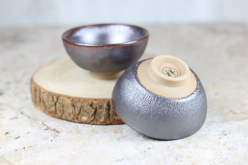 【父親節禮物】鐵石 天目釉 圓滿對杯 名家葉敏祥作品 - 茶壺/茶杯/茶具 - 陶 