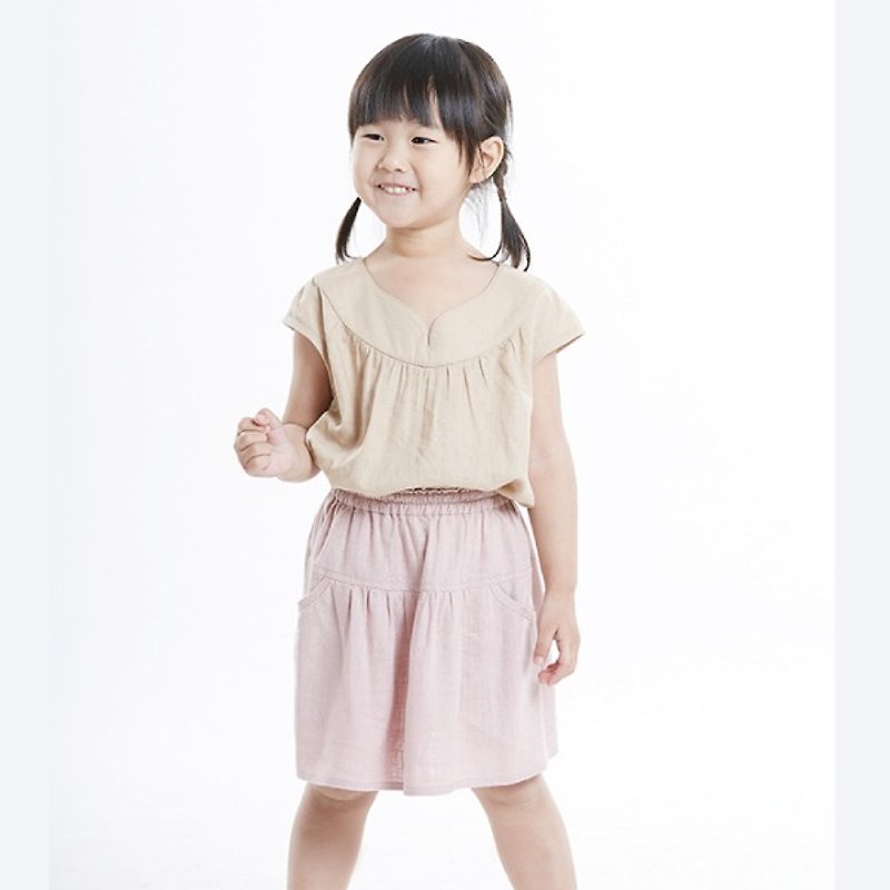 N0252 Lovely girls cake skirt pocket - colored impatiens - Other - Cotton & Hemp Pink