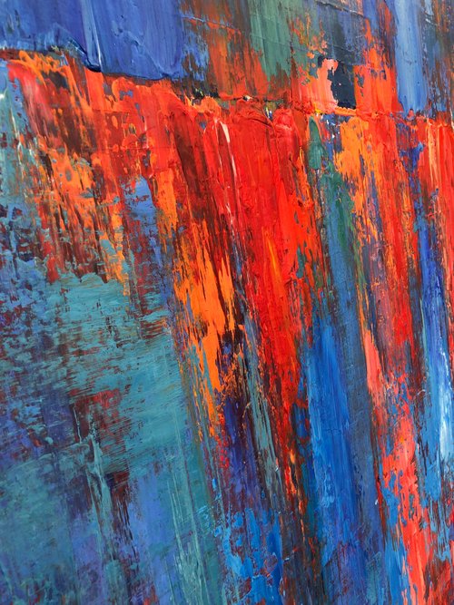 抽象画　青と赤 Wall.it A4 フィギュアディスプレイケース専用背面デザインシート 縦向