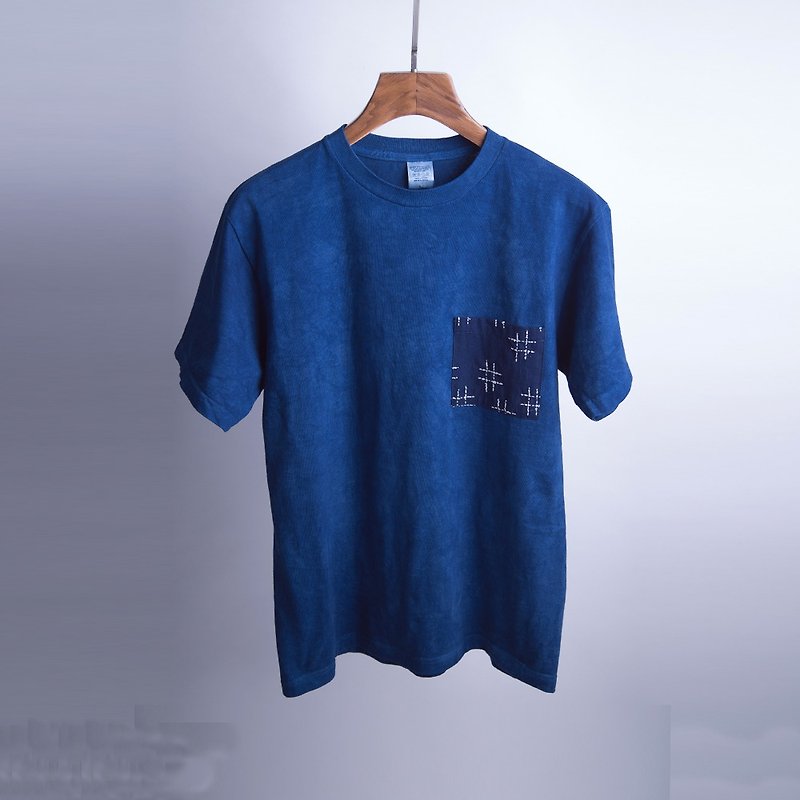 グッディーバッグ - 古代ロゴブルーステンド刺繍Tシャツカップルセット - その他 - コットン・麻 