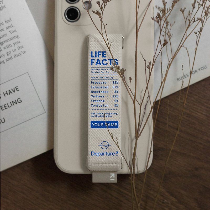 Customized phone straps D-Strap x LIFE FACTS by Fingers Work | iPhone 15 - เคส/ซองมือถือ - เส้นใยสังเคราะห์ สีกากี