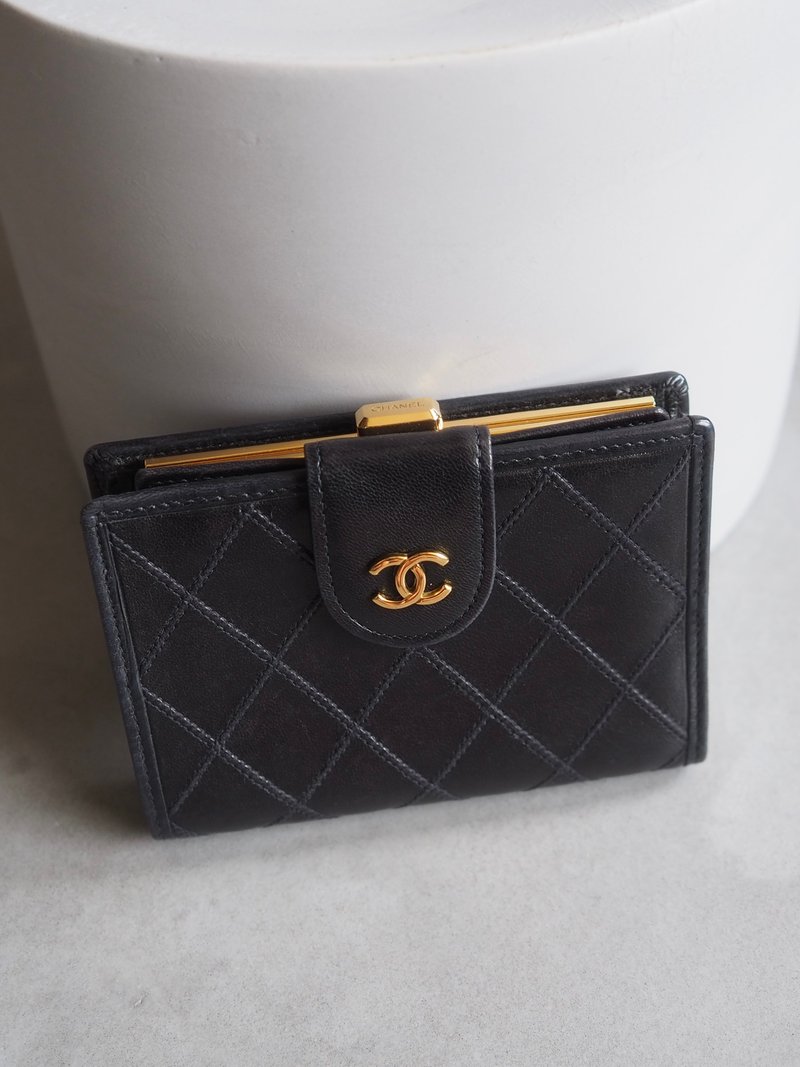 CHANEL Bicolore Wallet シャネル ビコローレ ウォレット コンパクト 財布 ブラック レザー ヴィンテージ - 錢包/皮夾/長短夾 - 真皮 黑色