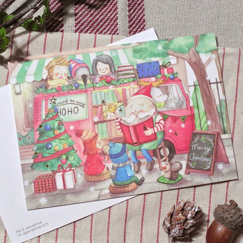 Christmas Postcard |Books around the world - การ์ด/โปสการ์ด - กระดาษ สีแดง