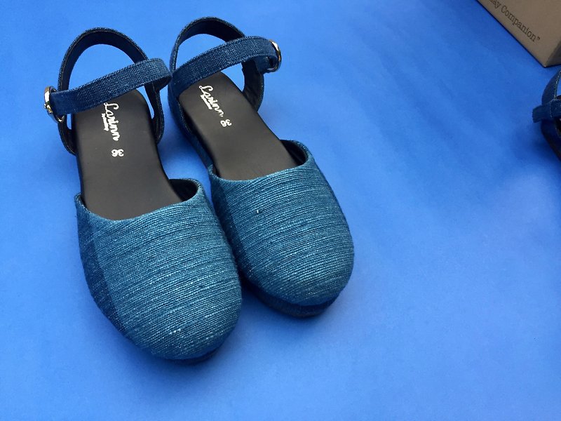Jamsai shoes (Fha) - รองเท้าลำลองผู้หญิง - ผ้าฝ้าย/ผ้าลินิน สีน้ำเงิน