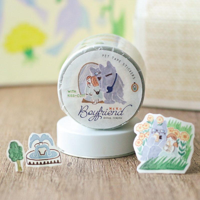 PET tape stickers Neko Boyfriend - original by teayoushop - Washi Tape - Plastic 