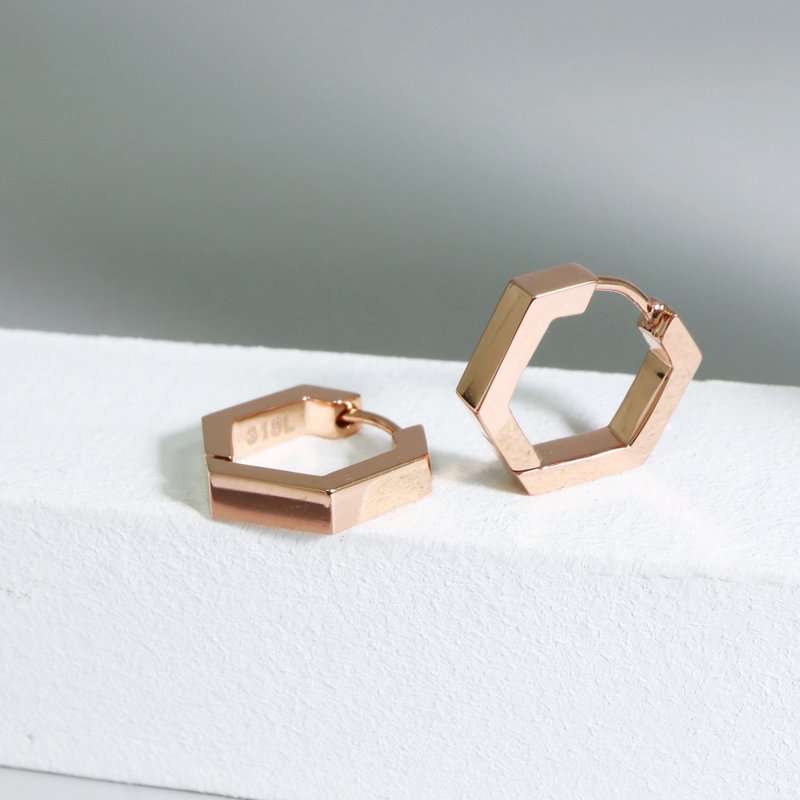 一期一會。白鋼耳環 - 耳環/耳夾/耳骨夾 - 不鏽鋼 粉紅色