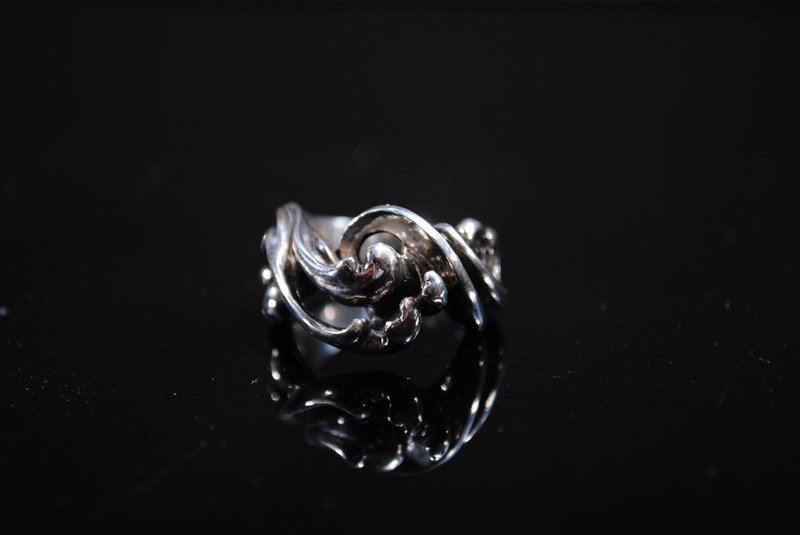 水川/手作銀飾/男戒/浪花菊 - 戒指 - 純銀 銀色