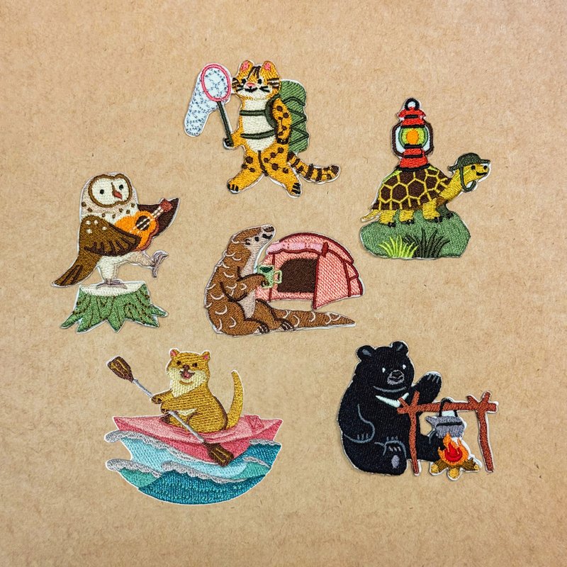 [New products from Wenbo] [Pre-order] Camping animal embroidered cloth stickers/patch/embroidered stickers - เข็มกลัด/พิน - เส้นใยสังเคราะห์ 