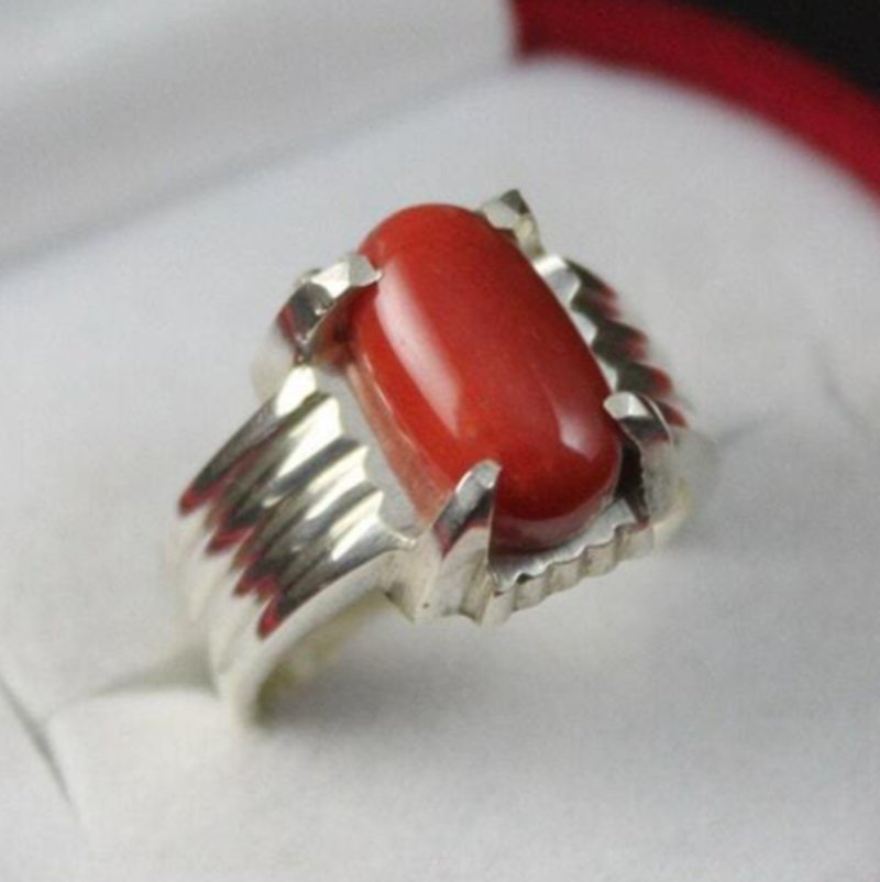 Natural Unheated and Untreated Women Coral Marjan Ring in 925 sterling Silver - 戒指 - 寶石 紅色