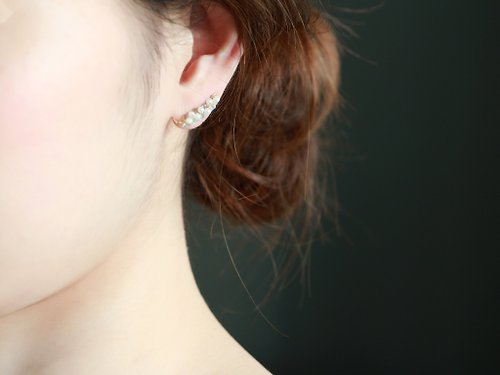 A.N 14kgf-2way(pierced earrings/clip-on)labradorite&freshwater pearl