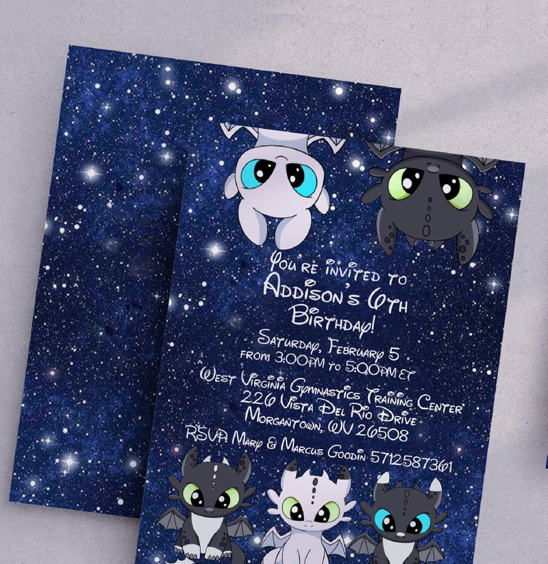 How to train your dragon Birthday invitation, Personalized Party Invitation - 電子喜帖/賀卡/邀請函 - 其他材質 