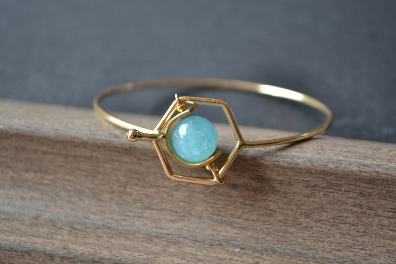 Geometric sea sapphire crystal stone bracelet bracelet [half cooked girl] - สร้อยข้อมือ - เครื่องเพชรพลอย สีน้ำเงิน
