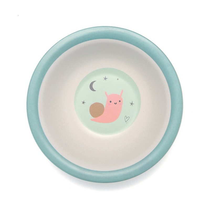 [Out of print out] Dutch Petit Monkey Bamboo Fiber Dinner Bowl-Pink Blue Snail - จานเด็ก - วัสดุอีโค 
