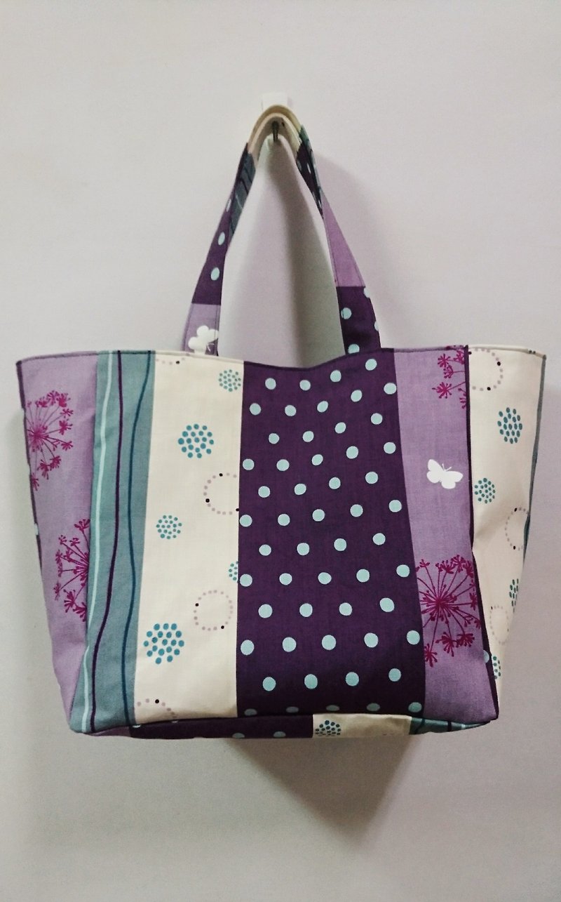 Pink and purple temperament collage generous package backpack Tote bag - กระเป๋าแมสเซนเจอร์ - ผ้าฝ้าย/ผ้าลินิน หลากหลายสี