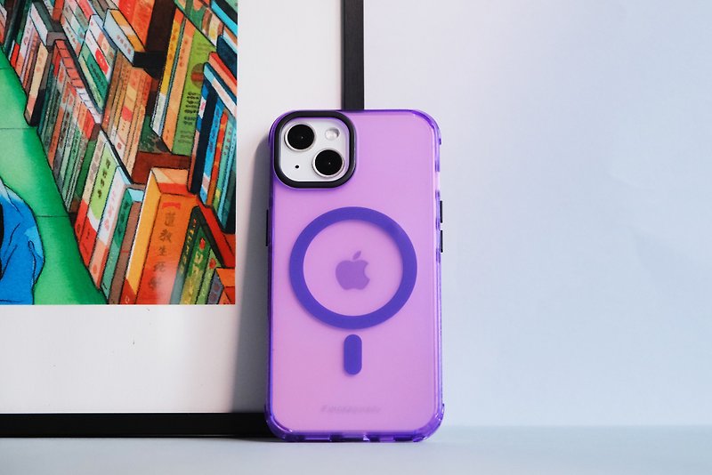Colorful purple magnetic Magsafe anti-fall phone case - แกดเจ็ต - พลาสติก สีม่วง