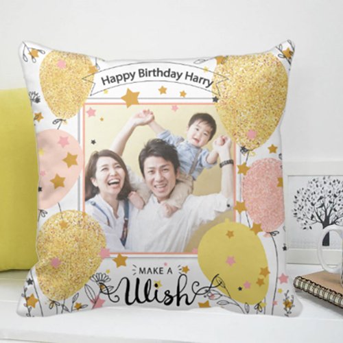 hkgiftforu 【母親節禮盒】生日快樂(金色汽球)-客製化照片抱枕-生日禮物
