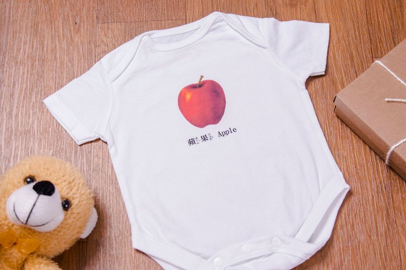 嬰兒包屁衣-蘋果 Apple - 嬰兒連身衣/包被/包巾 - 棉．麻 白色