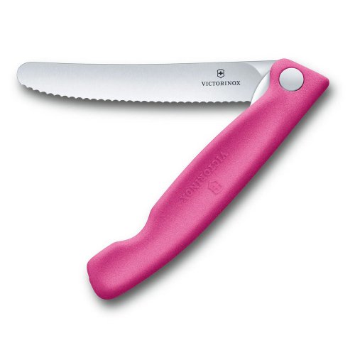 城市視角 VICTORINOX 瑞士維氏 折疊式番茄刀(鋸齒11cm) 桃紅 6.7836.F5B