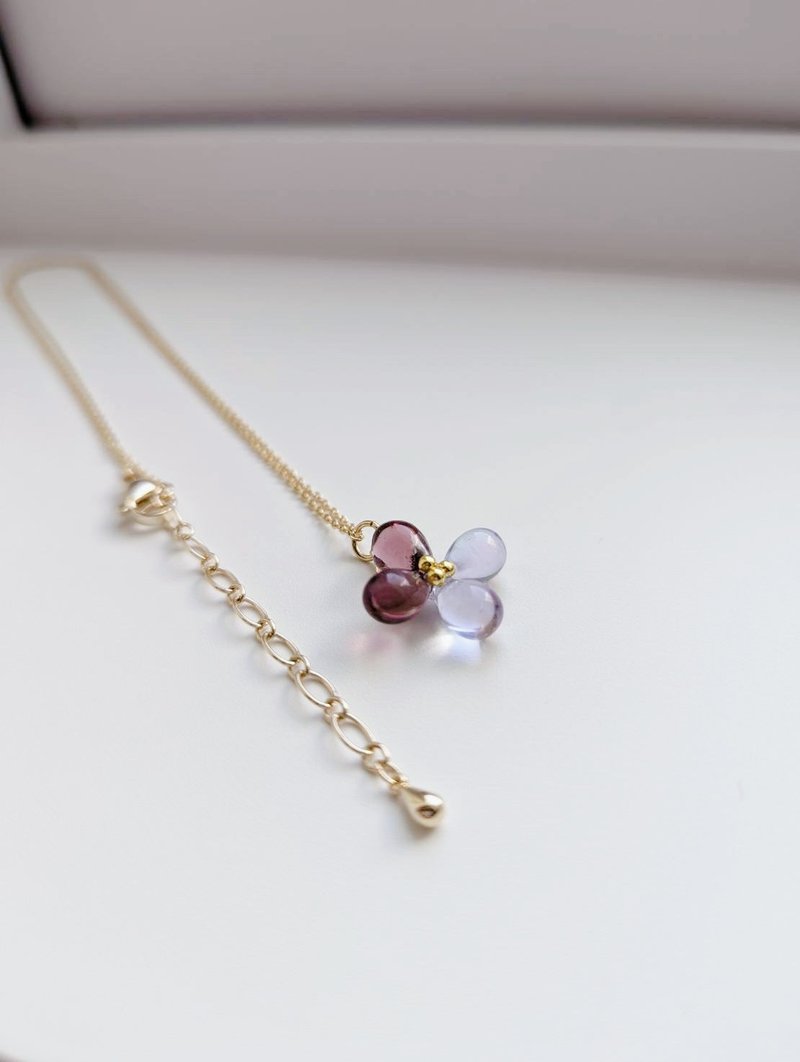 紫陽花ネックレス　花ネックレス　ガラスフラワー　お花 - 項鍊 - 玻璃 紫色