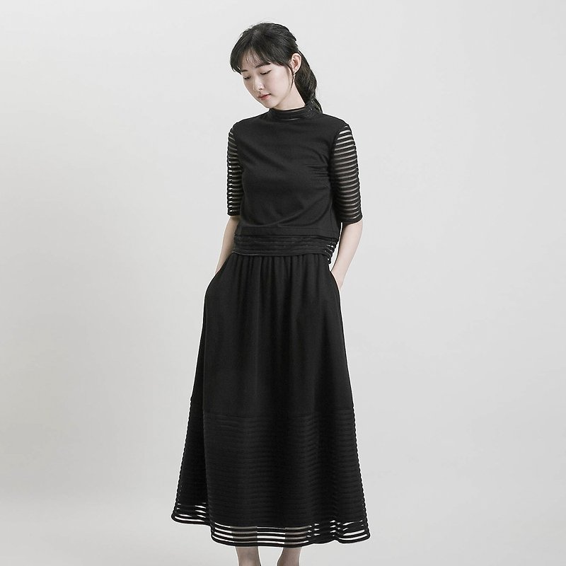 【Classic Original】Dream_梦境Perspective Skirt_CLB000_Lonely Black - Skirts - Cotton & Hemp Black