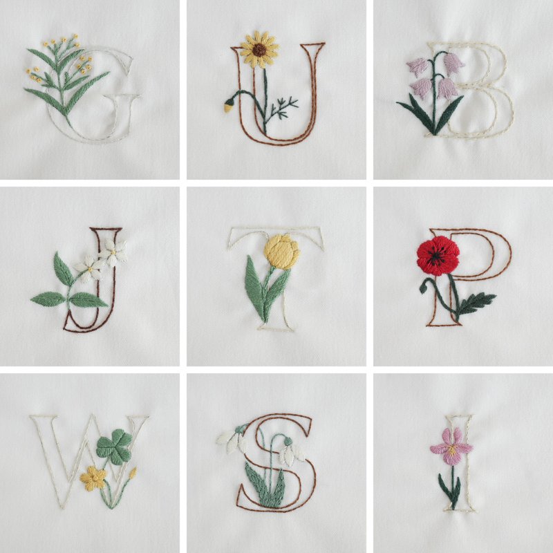 Embroidery transfer drawings - letter flowers AZ optional letters 9 into - เย็บปัก/ถักทอ/ใยขนแกะ - กระดาษ 