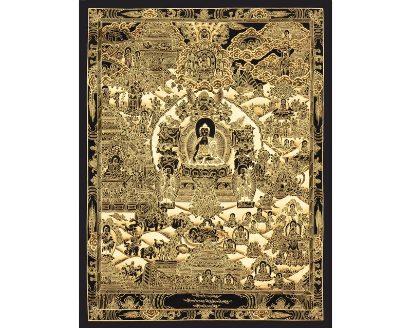 Spiritual Symbols: Buddha's Life in Thangka - Wall Décor - Other Materials Multicolor