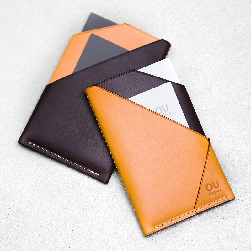 Puppet /// Contrasting color, folding, folding, three-compartment, large-capacity card holder, business card holder - Card Holders & Cases - Genuine Leather 