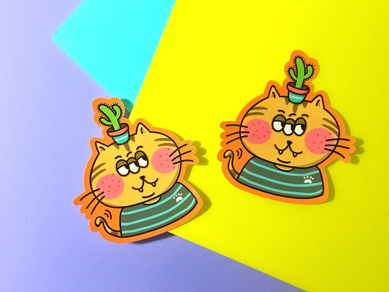 Home Good Cat / Sticker - Stickers - Waterproof Material Orange