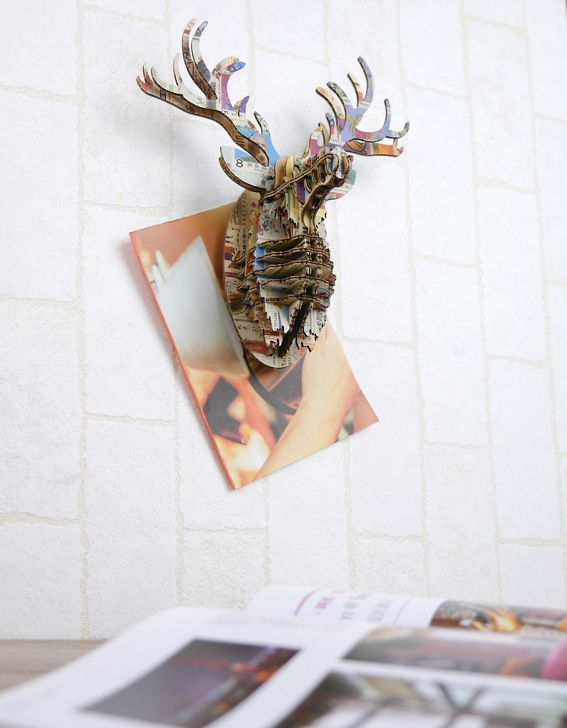 Adonis 公鹿 3D 手作 DIY 居家掛飾  郵票拼貼 小型 - 壁貼/牆壁裝飾 - 紙 多色