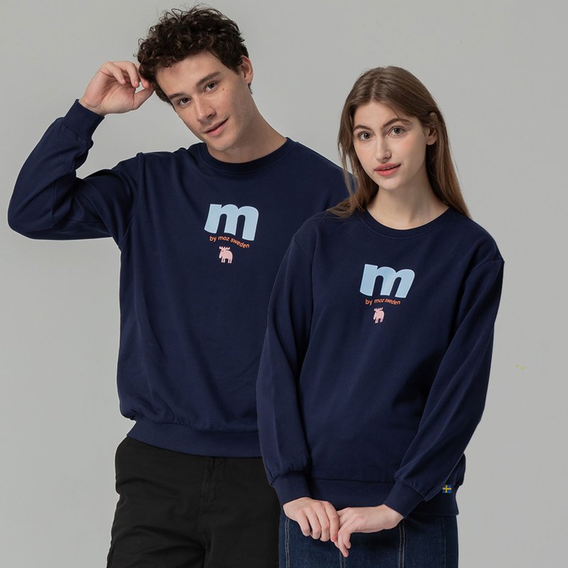 moz Swedish letter moose 100% cotton university T-dark blue (Asian version) for men and women - Unisex Hoodies & T-Shirts - Cotton & Hemp Blue