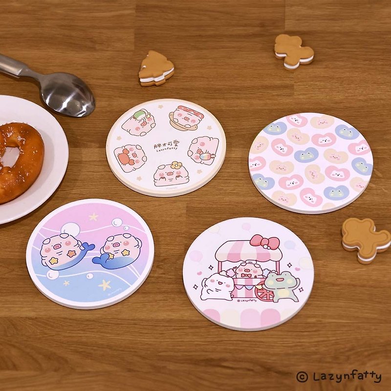 Fat and cute absorbent coaster - Coasters - Pottery Multicolor