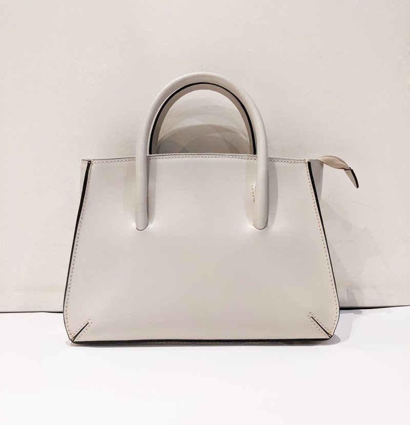 義大利真皮米白典雅手提包 - 側背包/斜背包 - 真皮 白色