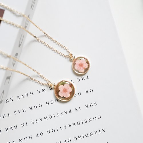 yyrstudiox Necklace 14k Gold plum blossom flower Risin 14k gold plated necklace pink plum blossom pendant