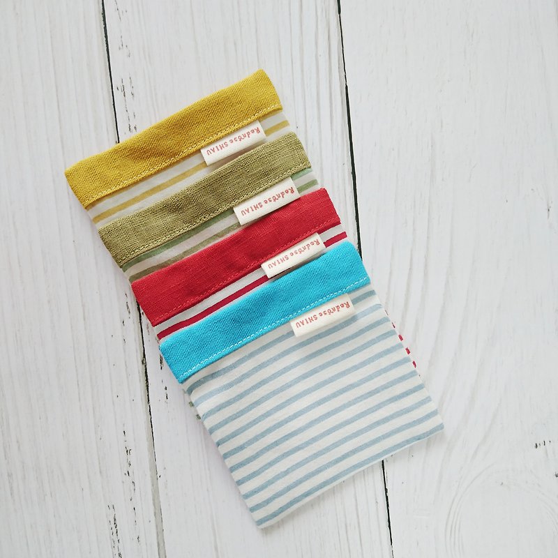 Warm yellow Christmas red Christmas green sky blue stripes in hand coaster - Coasters - Cotton & Hemp 