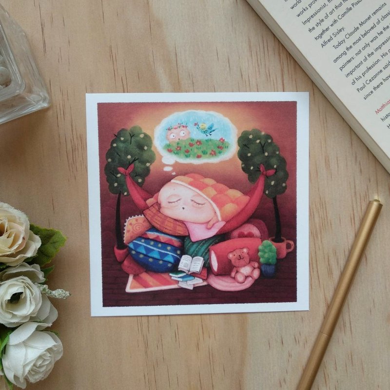 可愛原創插畫 馬鈴薯狗狗 方形明信片 - 卡片/明信片 - 紙 多色