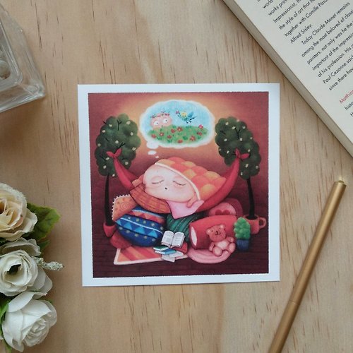 馬鈴薯城堡插畫室 可愛原創插畫 馬鈴薯狗狗 方形明信片