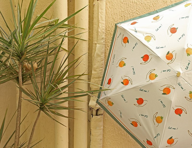 NoMatchデザインレトロイラストオレンジ印刷アンチ紫外線ポケット傘カプセルミニ日傘 - 傘・雨具 - 防水素材 ホワイト