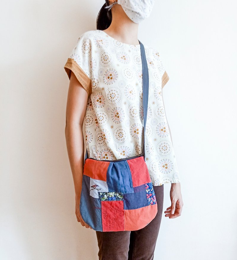 Liberty Print & Linen Patchwork - Sunbird mini Sling bag - Messenger Bags & Sling Bags - Cotton & Hemp Multicolor